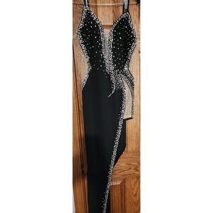 Fashion Nova Look My Way Embellished Maxi Dress XL‎ Black Formal Party Gown
